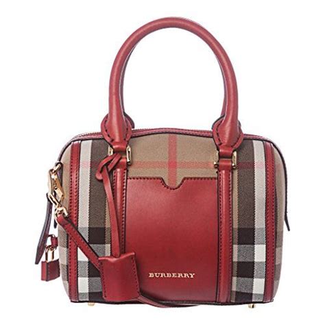 Burberry Women's Small House Check Sartorial Bowling Bag Red